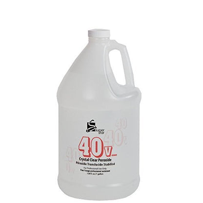 SUPER STAR 40v Stabilized Crystal Clear Liquid Peroxide – 1 Gallon (128 Fl Oz) for Professional Hair Bleaching Avelisse