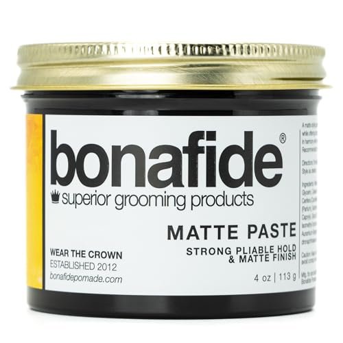 Bona Fide Pomade Matte Paste 4 oz. – Strong Hold, Water-Based Texturizing Pomade with Light Citrus Scent Avelisse