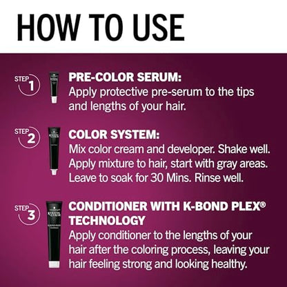 Schwarzkopf Keratin Permanent Hair Dye Cream 4.0 Cappuccino - Professional Gray Coverage with Bond Enforcing System