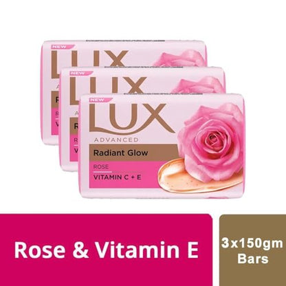 LUX Soft Touch Silk Essence & Rose Water Soap Bar, 3x150g