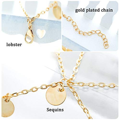 Aukmla Gold Sequins Head Chain Jewelry Festival Headpiece for Women and Girls - görsel 8