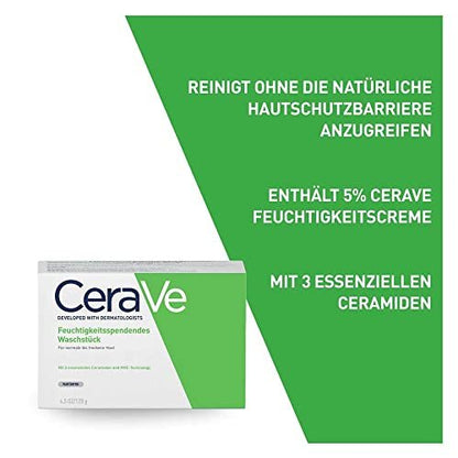 CeraVe Hydrating Cleanser Bar - Soap-Free Body and Facial Cleanser with 5% Moisturizing Cream - 4.5 Ounce