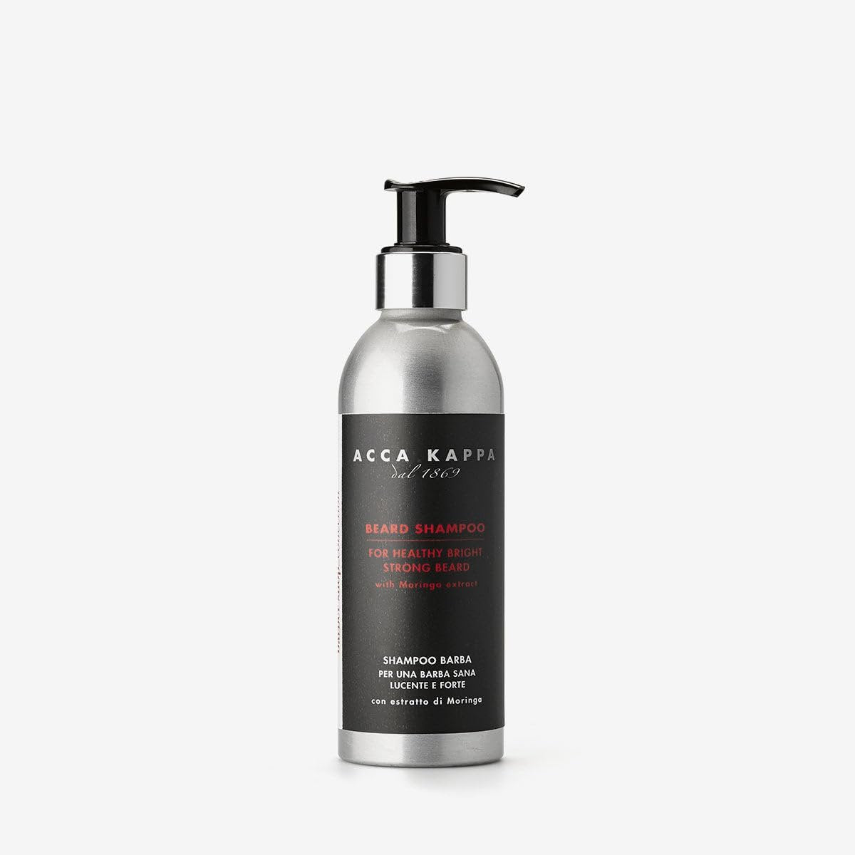 Acca Kappa Barber Shop Collection Beard Shampoo – Purifying Daily Cleanser with Moringa and Argan Oil, 6.76 Fl Oz - görsel 1