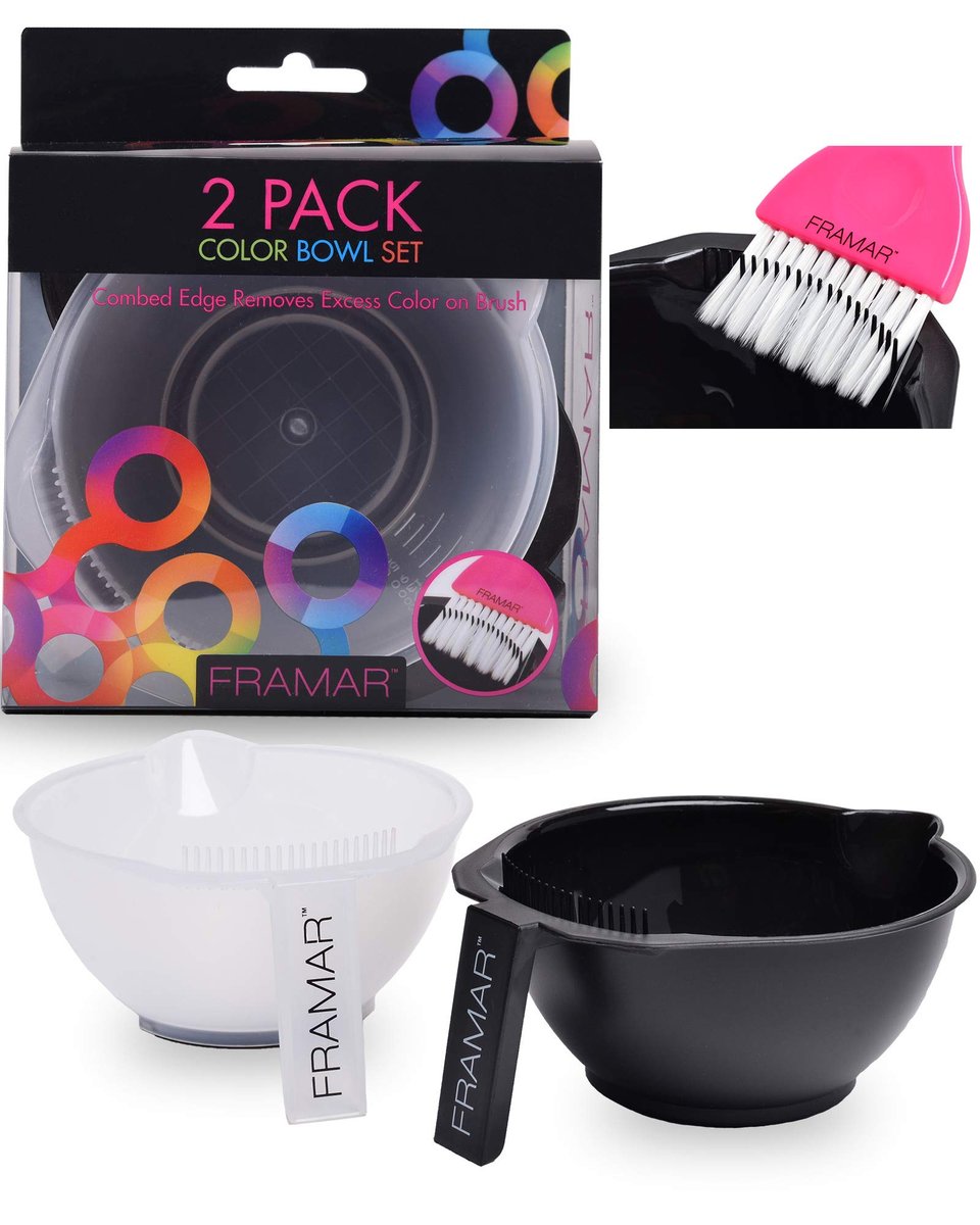 FRAMAR Color Bowl with Cleaner Set – Non-Slip Hair Dye Bowls for Hairstylists, 2 Pack Avelisse