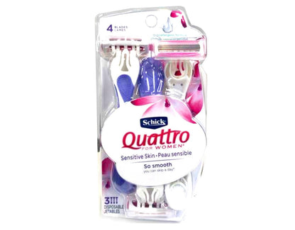 Schick Quattro for Women Disposable Sensitive Skin Razor, 3 Count Avelisse