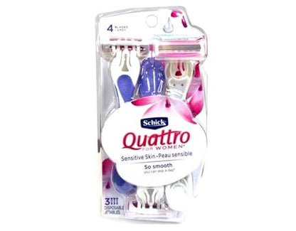 Schick Quattro for Women Disposable Sensitive Skin Razor, 3 Count Avelisse