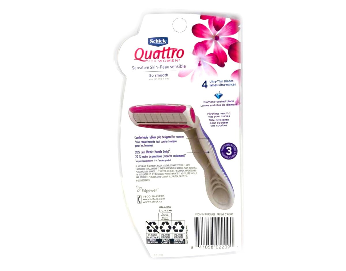 Schick Quattro for Women Disposable Sensitive Skin Razor, 3 Count Avelisse