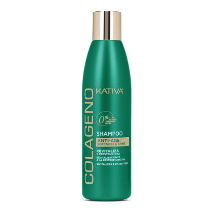 Kativa Collagen Shampoo for Weakened, Aging, and Damaged Hair, 250 ml - Salt, Sulfate, Gluten, and Paraben Free