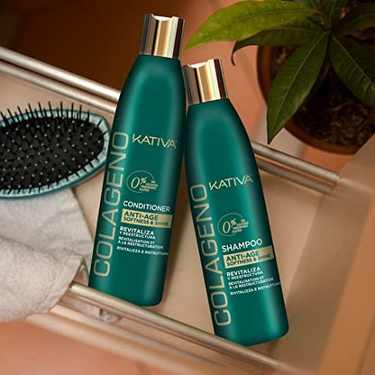 Kativa Collagen Shampoo for Weakened, Aging, and Damaged Hair, 250 ml - Salt, Sulfate, Gluten, and Paraben Free
