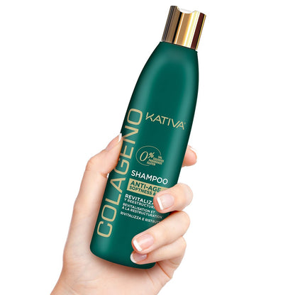 Kativa Collagen Shampoo for Weakened, Aging, and Damaged Hair, 250 ml - Salt, Sulfate, Gluten, and Paraben Free