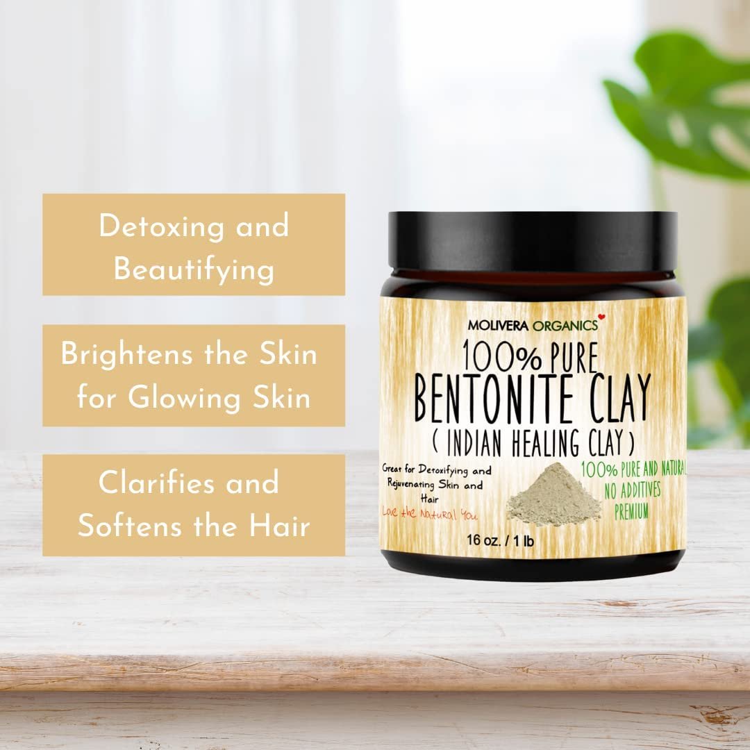 Molivera Organics Premium 1 lb Bentonite Clay - Pure Natural Detoxifying Clay for Face Masks, Hair Care & More - Best Healing Clay - USA Made - görsel 5