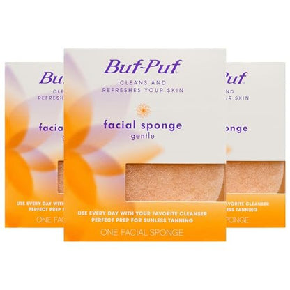 Buf-Puf Gentle Facial Sponge - Dermatologist Developed, Silicone Exfoliating Sponge for Deep Cleansing, Removes Dirt & Makeup, Reusable, 3 Pack Avelisse