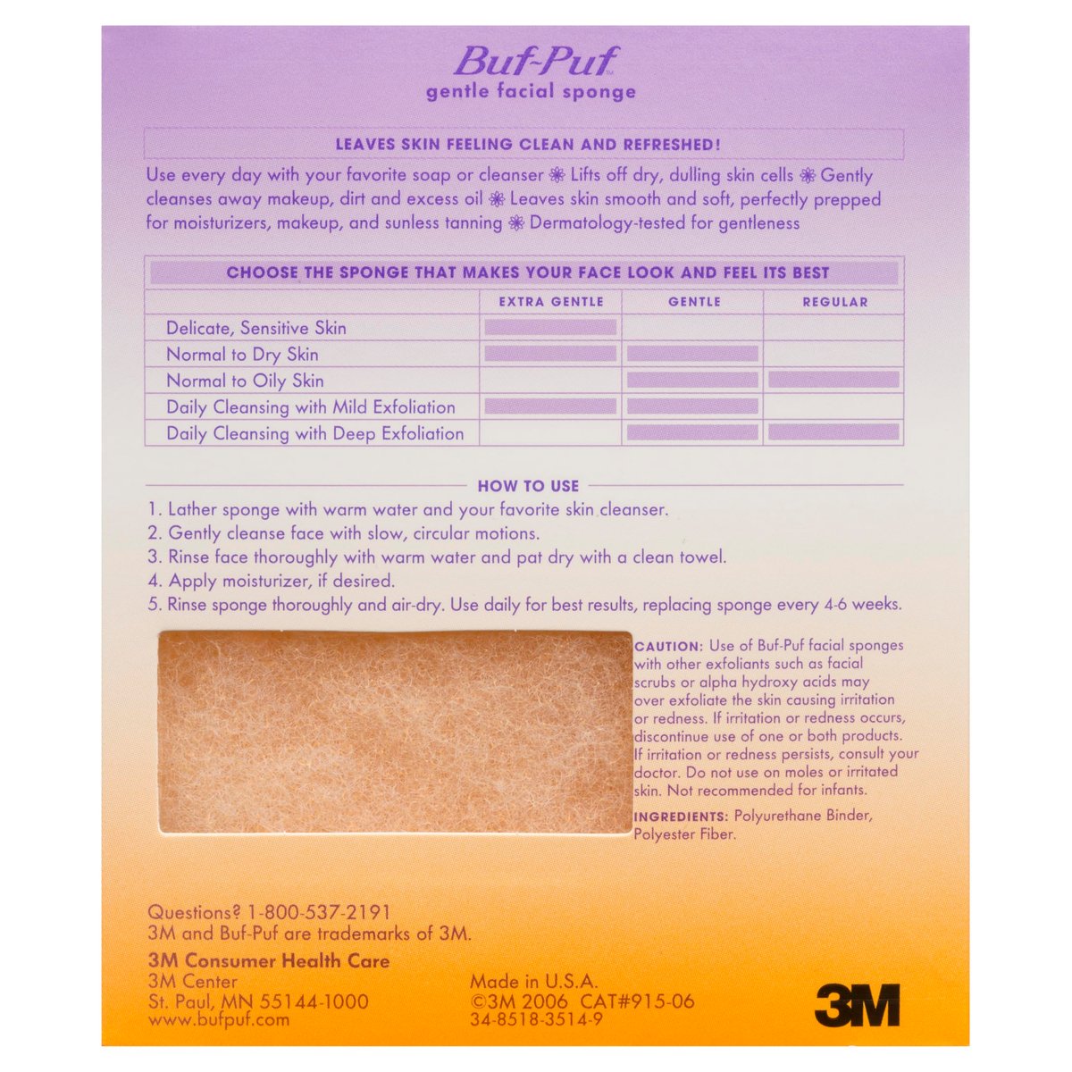 Buf-Puf Gentle Facial Sponge - Dermatologist Developed, Silicone Exfoliating Sponge for Deep Cleansing, Removes Dirt & Makeup, Reusable, 3 Pack Avelisse