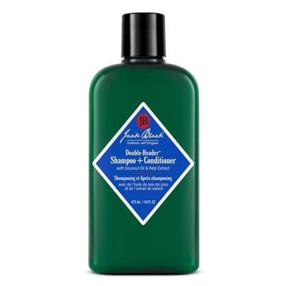 Jack Black Double-Header Shampoo + Conditioner - PureScience Formula, Sulfate-Free with Coconut Oil and Kelp Extract, 16 oz Avelisse