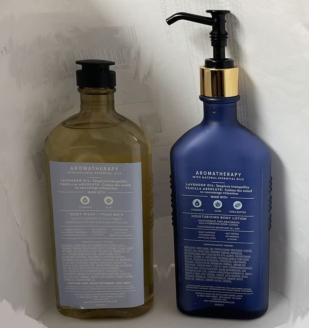 Bath & Body Works Aromatherapy Sleep Lavender + Vanilla Body Lotion & Body Wash Duo – 6.5 fl oz + 10 fl oz Avelisse