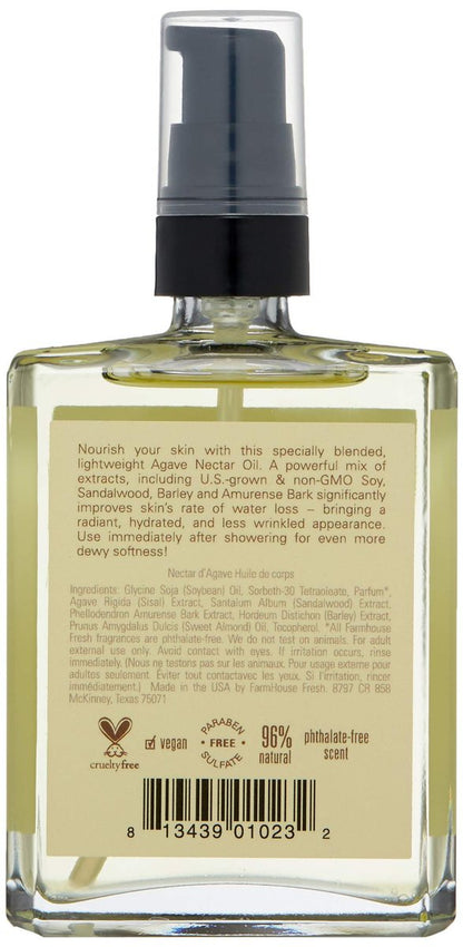 FarmHouse Fresh Agave Nectar Ageless Body Oil – Hydrating & Firming Body Oil, 4 Fl Oz Avelisse