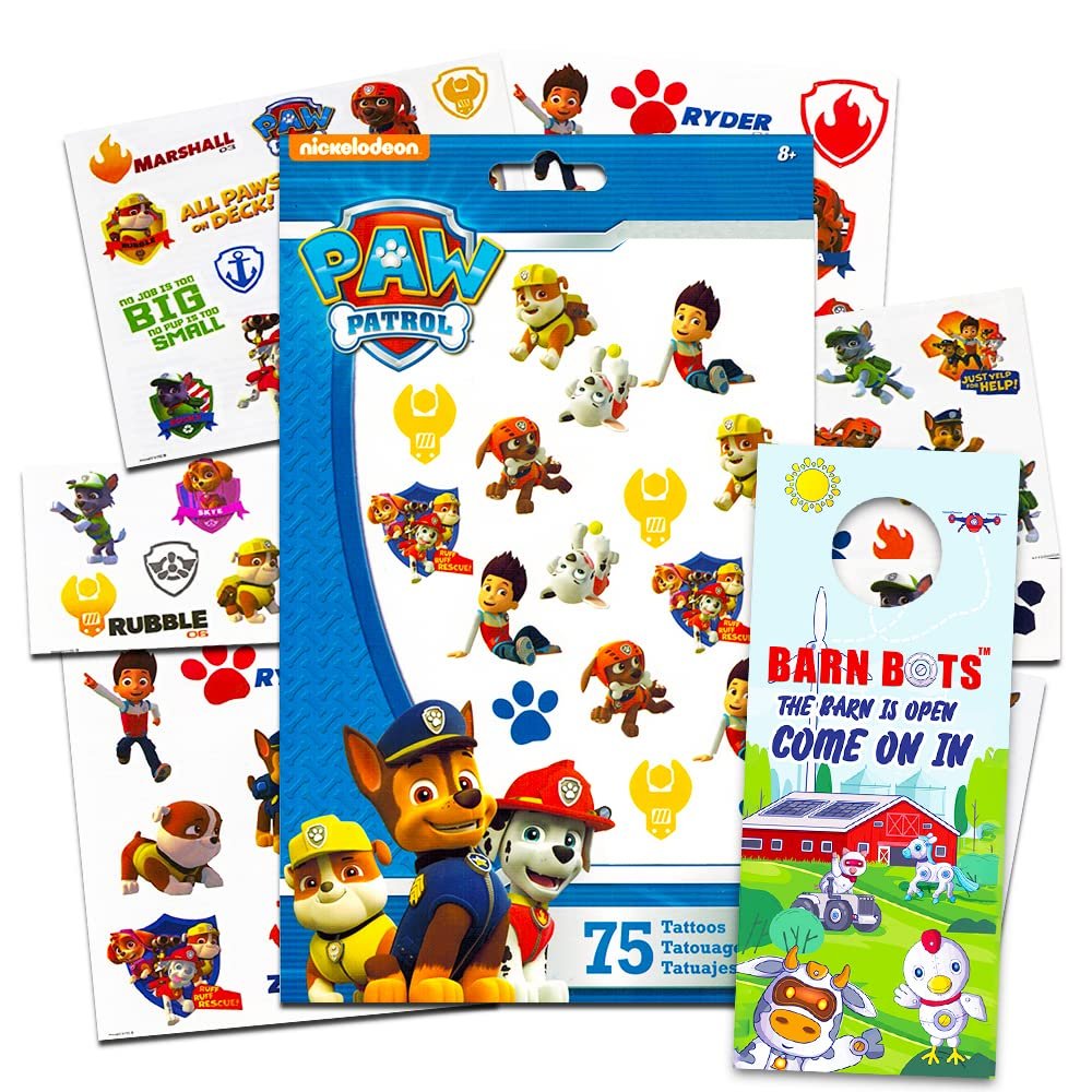 PAW Patrol Temporary Tattoos (75 Pack) – Safe, Non-Toxic Kids Tattoos - görsel 1