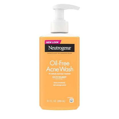 Neutrogena Oil-Free Acne Face Wash - Salicylic Acid Facial Cleanser for Oily & Acne-Prone Skin, 9.1 fl. oz.