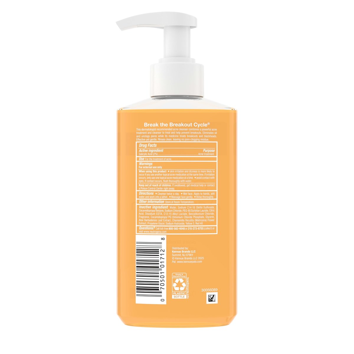 Neutrogena Oil-Free Acne Face Wash - Salicylic Acid Facial Cleanser for Oily & Acne-Prone Skin, 9.1 fl. oz. - görsel 10
