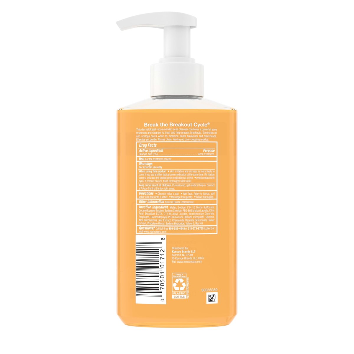 Neutrogena Oil-Free Acne Face Wash - Salicylic Acid Facial Cleanser for Oily & Acne-Prone Skin, 9.1 fl. oz. - görsel 12
