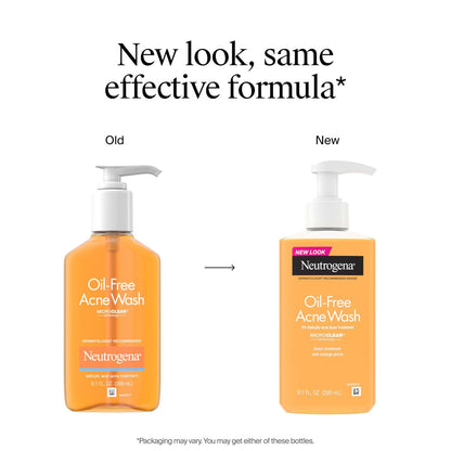 Neutrogena Oil-Free Acne Face Wash - Salicylic Acid Facial Cleanser for Oily & Acne-Prone Skin, 9.1 fl. oz.
