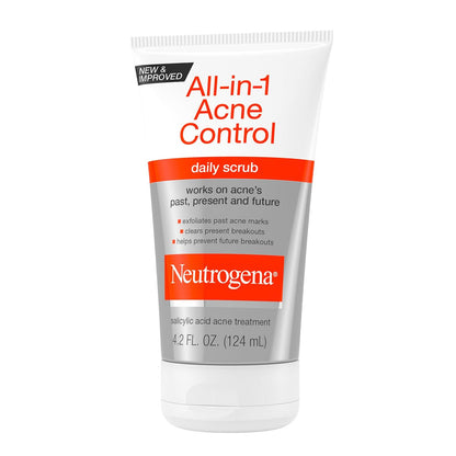 Neutrogena All-In-1 Acne Control Daily Face Scrub – Salicylic Acid Acne Treatment, Exfoliating Scrub, 4.2 fl. oz