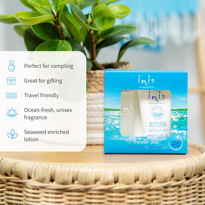 Inis the Energy of the Sea Cologne & Body Lotion Sampler Set - Travel Size Unisex Ocean Fresh Fragrance Avelisse