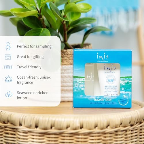 Inis the Energy of the Sea Cologne & Body Lotion Sampler Set - Travel Size Unisex Ocean Fresh Fragrance Avelisse