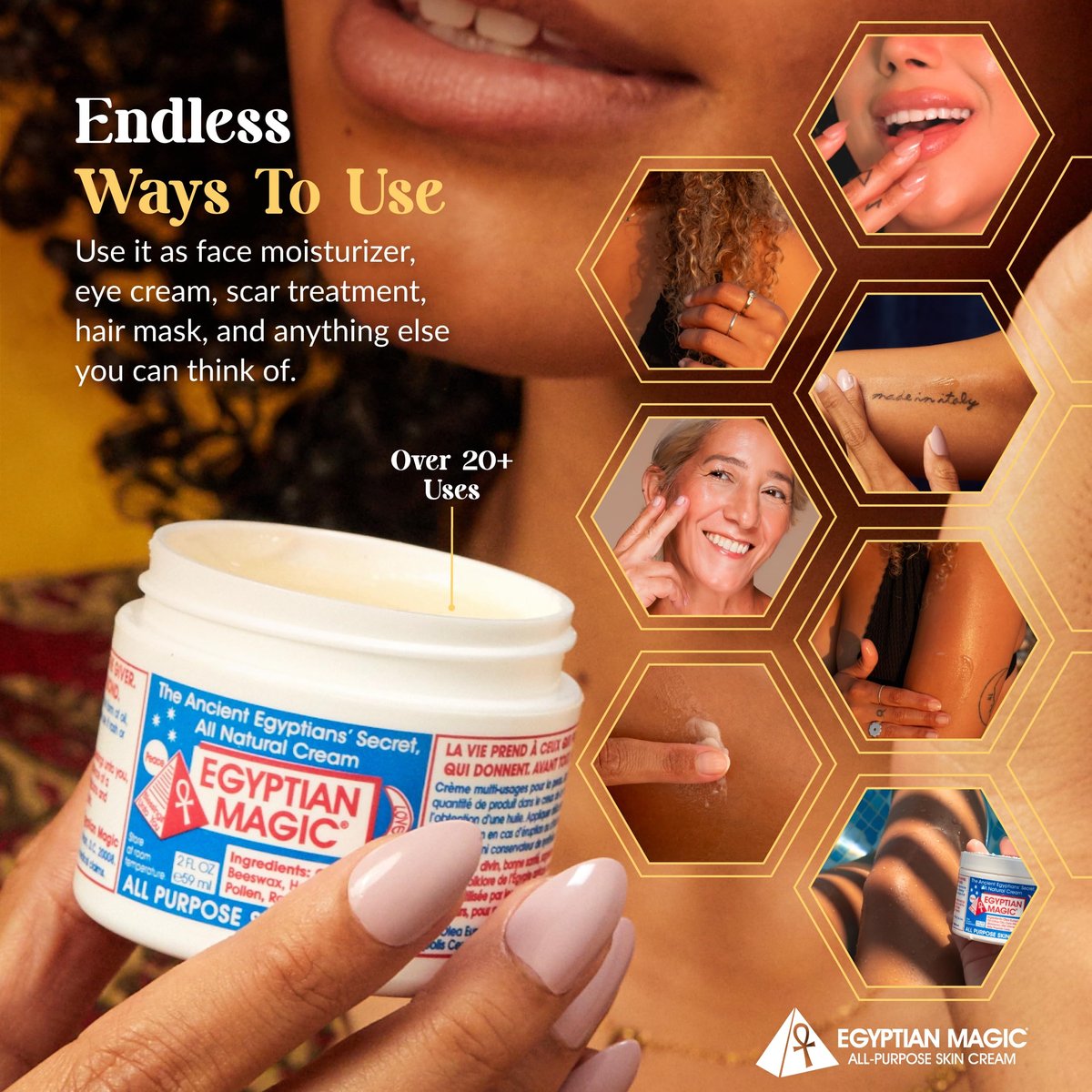 Egyptian Magic All Purpose Skin Cream - 4oz & 2oz Bundle for Face, Body, Dry Skin - Natural Moisturizer for Women & Men Avelisse
