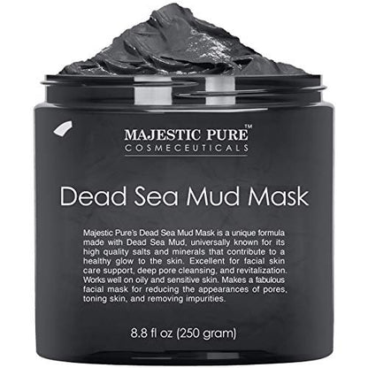Majestic Pure Dead Sea Mud Mask - Natural Face Mask for Pores, Acne & Blackheads - Soothing & Nourishing - 8.8 oz Avelisse
