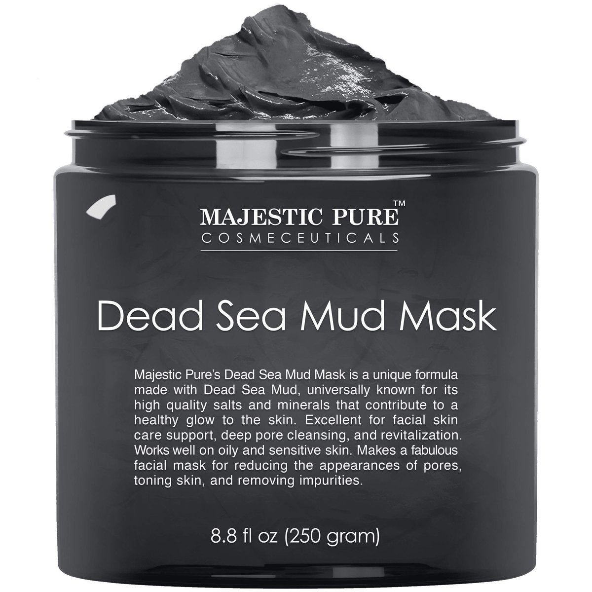 Majestic Pure Dead Sea Mud Mask - Natural Face Mask for Pores, Acne & Blackheads - Soothing & Nourishing - 8.8 oz Avelisse
