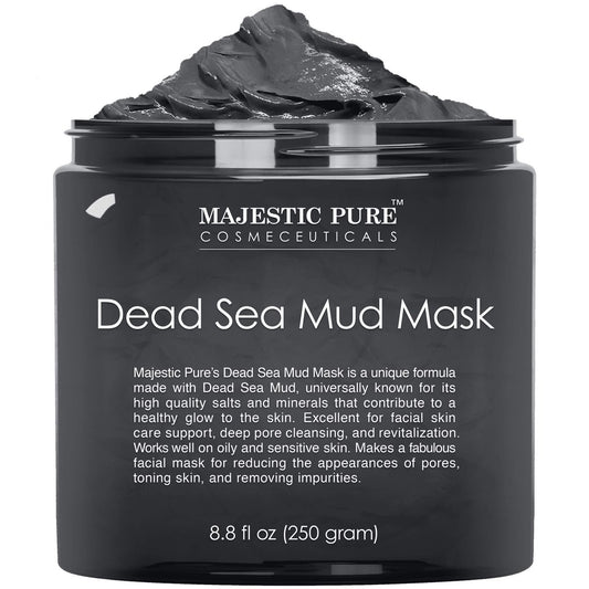 Majestic Pure Dead Sea Mud Mask - Natural Face Mask for Pores, Acne & Blackheads - Soothing & Nourishing - 8.8 oz Avelisse
