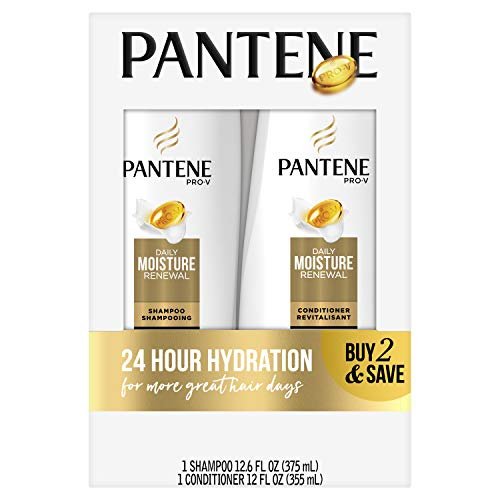 Pantene Daily Moisture Renewal Duo Set - 12.6 oz Shampoo & 12 oz Conditioner for Silky, Healthy Hair Avelisse
