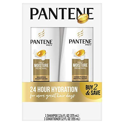 Pantene Daily Moisture Renewal Duo Set - 12.6 oz Shampoo & 12 oz Conditioner for Silky, Healthy Hair Avelisse
