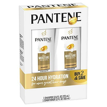 Pantene Daily Moisture Renewal Duo Set - 12.6 oz Shampoo & 12 oz Conditioner for Silky, Healthy Hair Avelisse