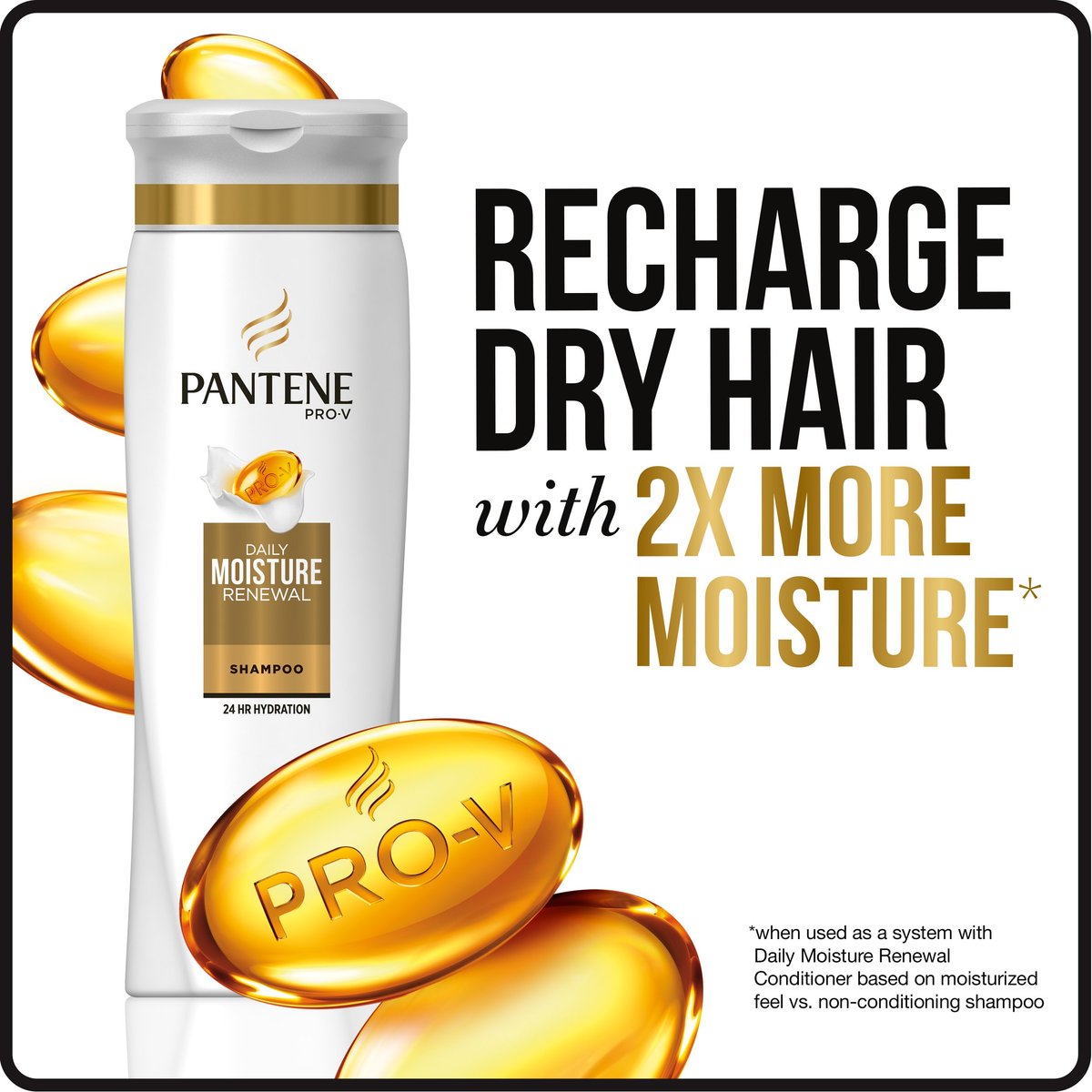 Pantene Daily Moisture Renewal Duo Set - 12.6 oz Shampoo & 12 oz Conditioner for Silky, Healthy Hair Avelisse