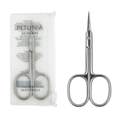 Professional Stainless Steel Grooming Scissors for Eyebrow, Facial Hair, Nose, Ear & More – Precision Manicure Cuticle Scissors for Men and Women by PETUNIA SKINCARE