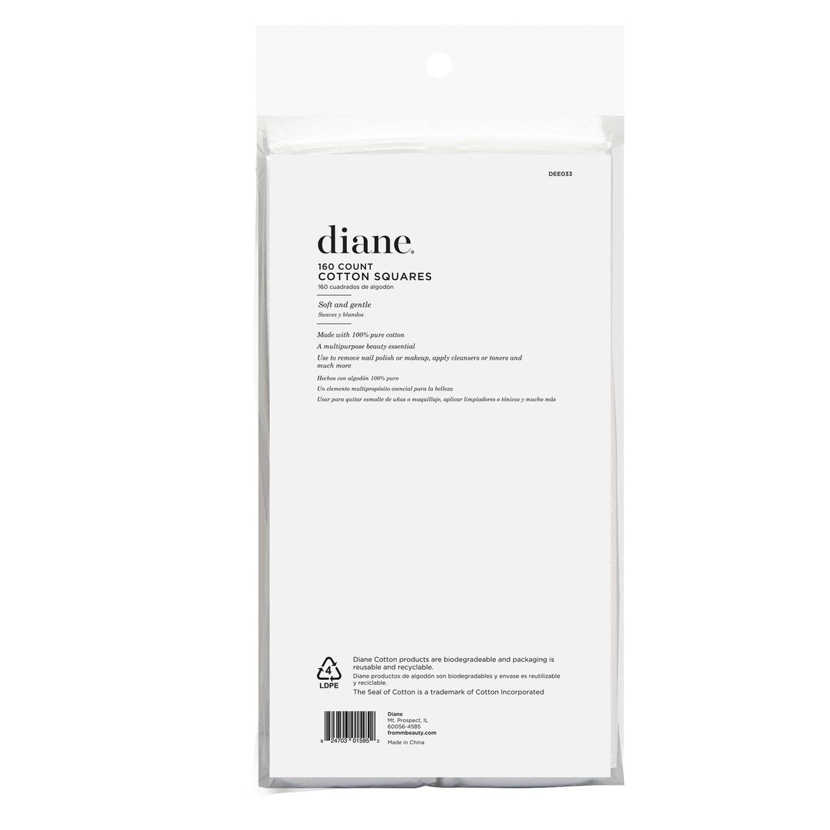 Diane 100% Pure Cotton Squares – 2.4" x 2" Makeup Remover Pads, 160 Count - görsel 11