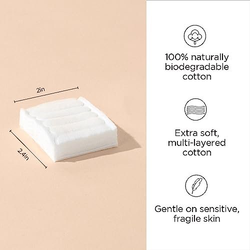 Diane 100% Pure Cotton Squares – 2.4" x 2" Makeup Remover Pads, 160 Count - görsel 4