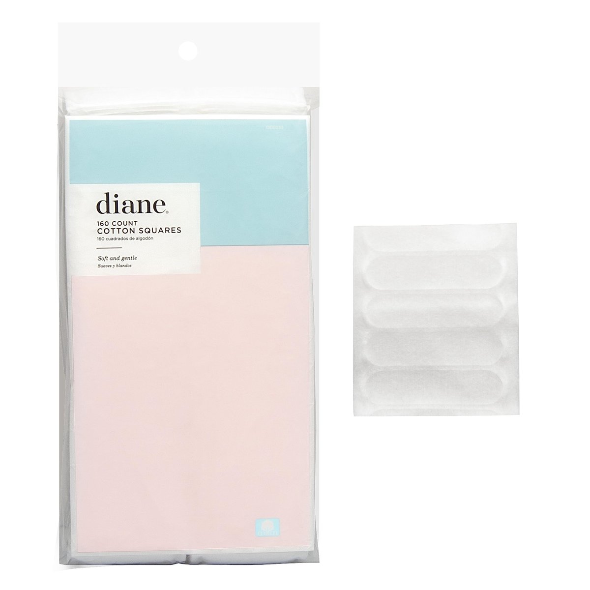 Diane 100% Pure Cotton Squares – 2.4" x 2" Makeup Remover Pads, 160 Count - görsel 1