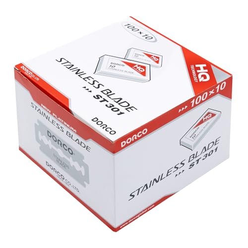 Dorco ST301 Platinum Extra Double Edge Razor Blades – 1000 Count, Super Sharp for Men, Smooth & Precise Shave Avelisse