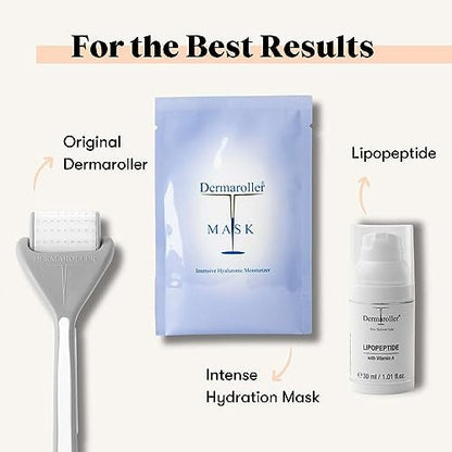 Dermaroller Lipopeptide Night Cream with Hyaluronic Acid, Vitamin A & Shea Butter - Moisturizing Anti-Aging Night Cream for Tired, Stressed Skin - 1.01 oz