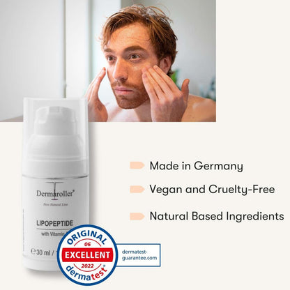 Dermaroller Lipopeptide Night Cream with Hyaluronic Acid, Vitamin A & Shea Butter - Moisturizing Anti-Aging Night Cream for Tired, Stressed Skin - 1.01 oz