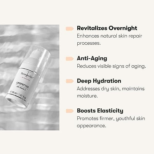 Dermaroller Lipopeptide Night Cream with Hyaluronic Acid, Vitamin A & Shea Butter - Moisturizing Anti-Aging Night Cream for Tired, Stressed Skin - 1.01 oz - görsel 8