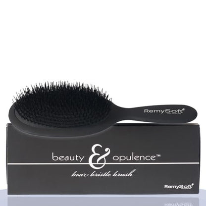 RemySoft Beauty & Opulence Boar Bristle Brush – Gentle for Hair Extensions, Weaves & Wigs (Black, 1 Count) Avelisse