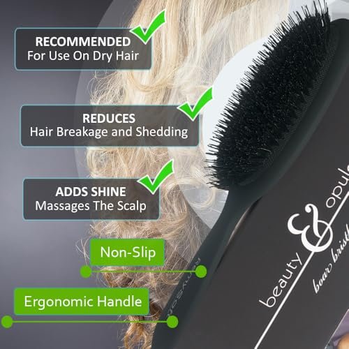 RemySoft Beauty & Opulence Boar Bristle Brush – Gentle for Hair Extensions, Weaves & Wigs (Black, 1 Count) Avelisse
