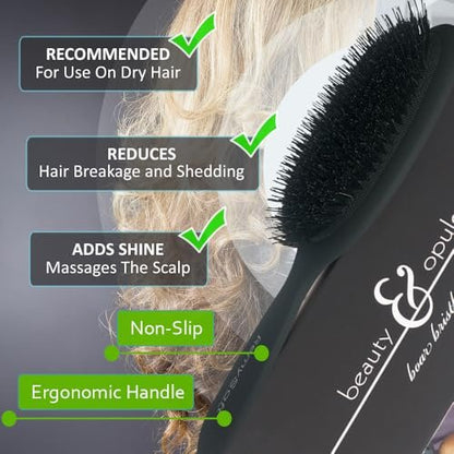RemySoft Beauty & Opulence Boar Bristle Brush – Gentle for Hair Extensions, Weaves & Wigs (Black, 1 Count) Avelisse