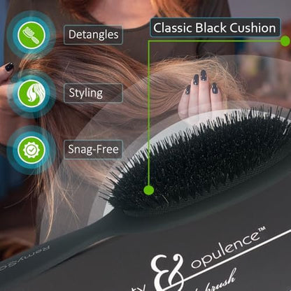RemySoft Beauty & Opulence Boar Bristle Brush – Gentle for Hair Extensions, Weaves & Wigs (Black, 1 Count) Avelisse