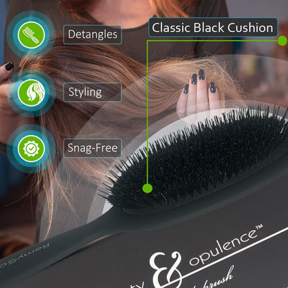 RemySoft Beauty & Opulence Boar Bristle Brush – Gentle for Hair Extensions, Weaves & Wigs (Black, 1 Count) Avelisse