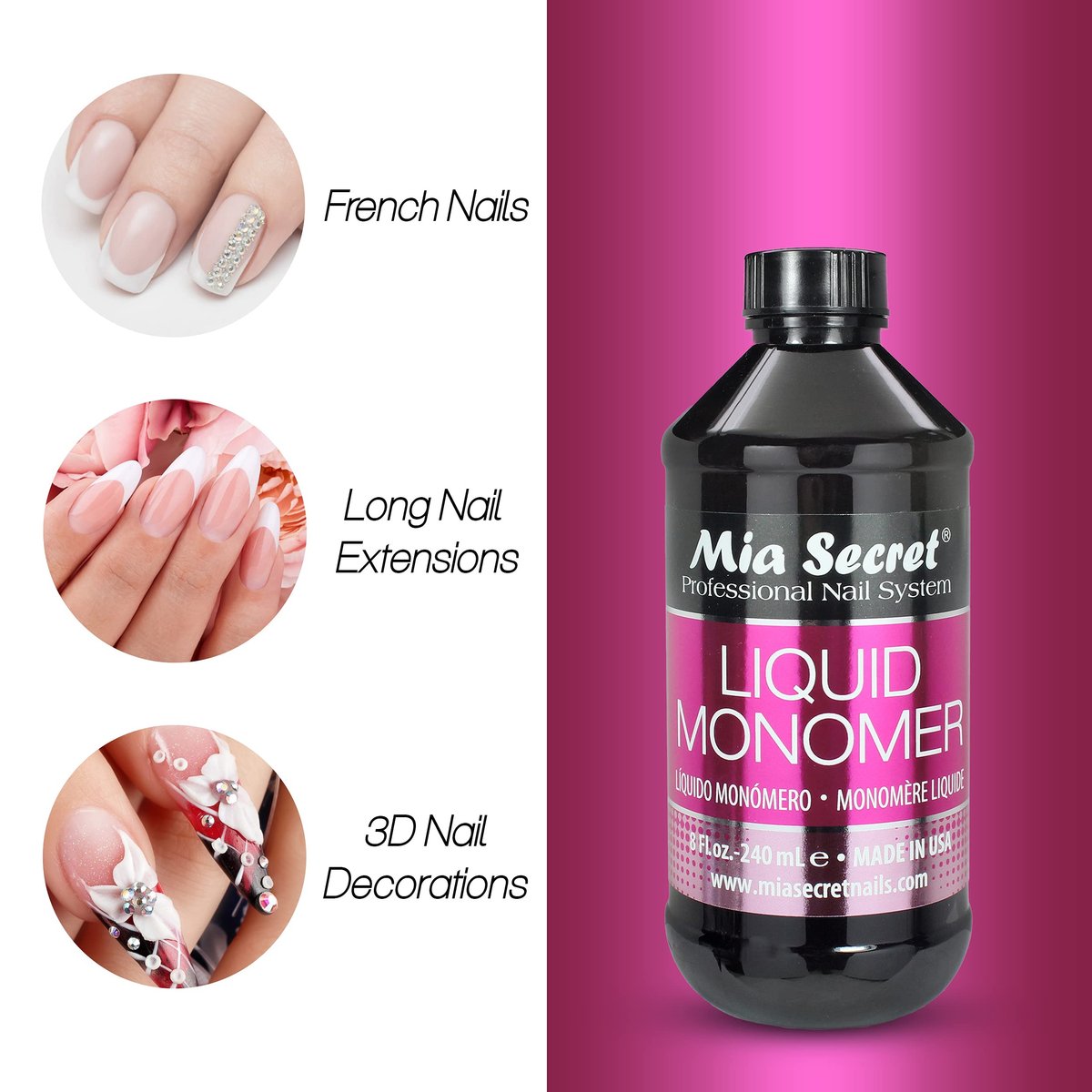 Mia Secret Professional Acrylic Nail Liquid Monomer - 4 oz (120 ml) - Black Avelisse